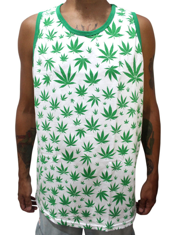 Camiseta Regata Cannabis Branca Ray Brown