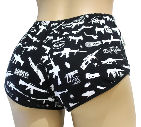 Short Feminino Armas Fúzil Preto Branco