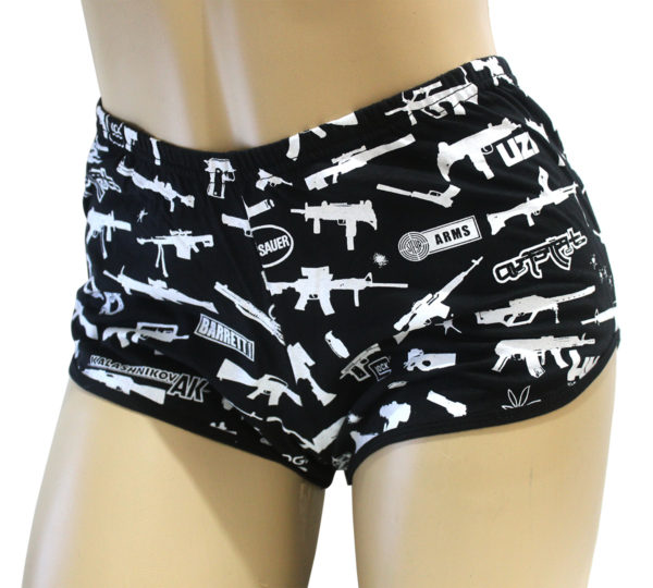 Short Feminino Armas Fúzil Preto Branco