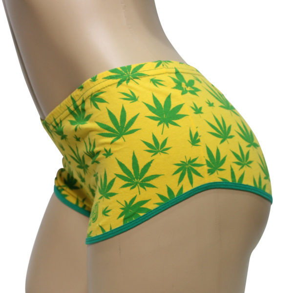 Short Feminino Cannabis Amarelo e Verde Marijuana