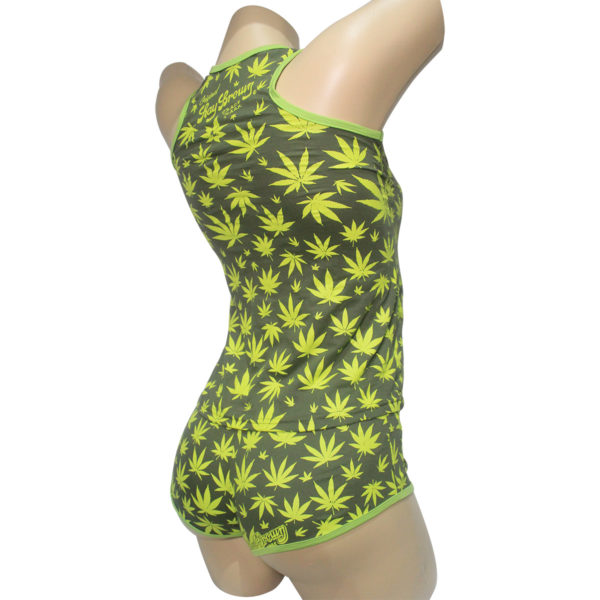 Pijama Cannabis Feminino Verde Regata